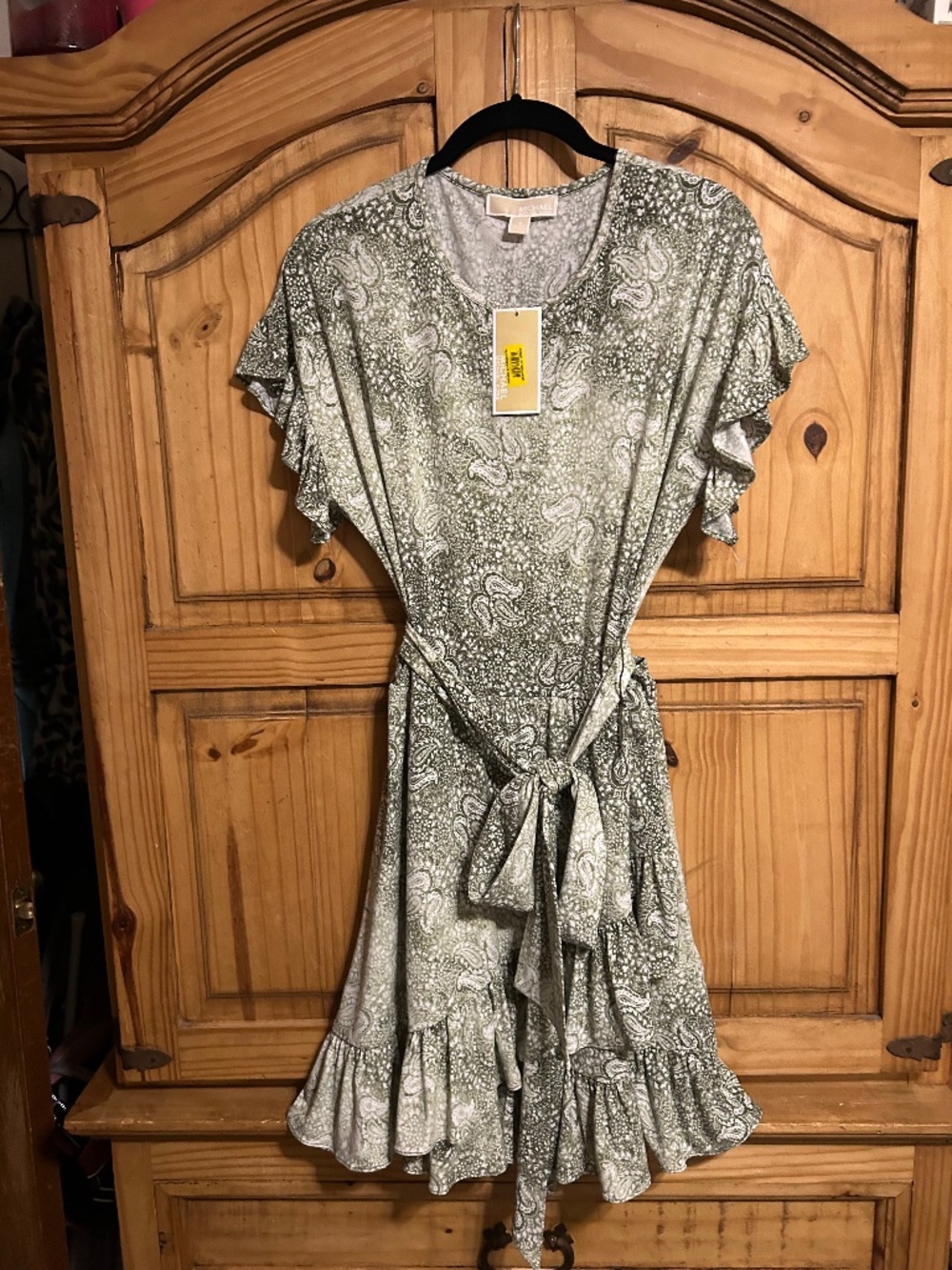 NWT Michael Kors Pasley Army Green and White Dress